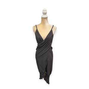 Thaikila Palma Charcoal Cover Up Size S/M Gray Wrap Dress